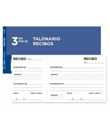 Talonario Liderpapel Recibos Tres En Folio Apaisado