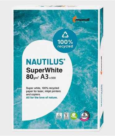 Paper Fotocopiadora Nautilus Superwhite, DIN A3, 80 g. 500 fulls 