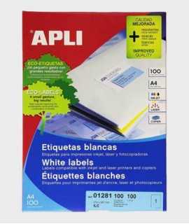 Etiquetes autoadhesives blanques, DIN A4. 100 unitats