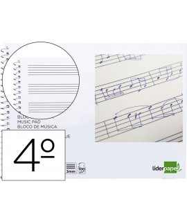 Bloc musica liderpapel pentagrama 3mm cuarto 20 hojas 100g/m2