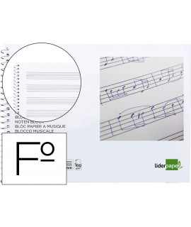 Bloc musica liderpapel pentagrama 3mm folio apaisado 20 hojas 100g/m2