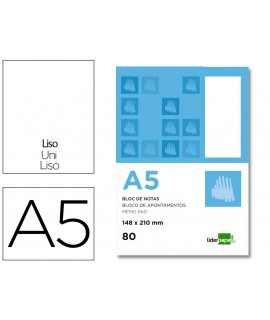 Bloc notas liderpapel liso a5 80 hojas 60g/m2 perforado