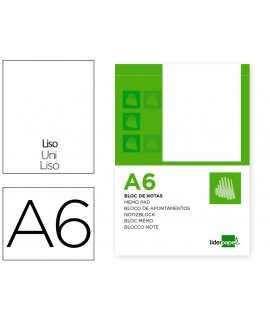 Bloc notas liderpapel liso a6 80 hojas 60g/m2 perforado