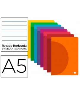 Libreta liderpapel 360 tapa de plastico a5 48 hojas 90g/m2 horizontal con margen colores surtidos