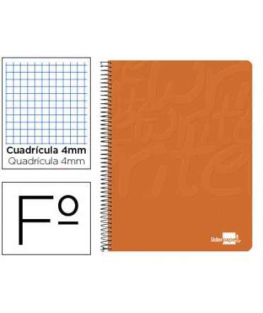 Cuaderno espiral liderpapel folio write tapa blanda 80h 60gr cuadro 4mm con margen color naranja