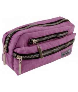 Bolso escolar portatodo liderpapel ovalado 3 bolsillos violeta pastel 195x40x100 mm