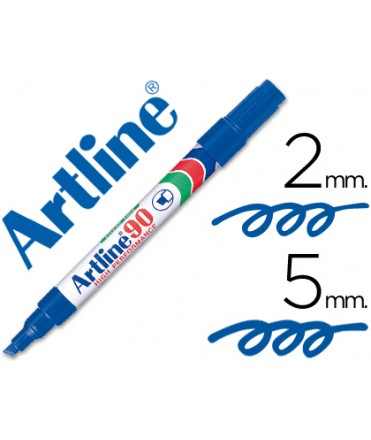 Rotulador artline marcador permanente ek-90 azul punta biselada 5 mm papel metal y cristal