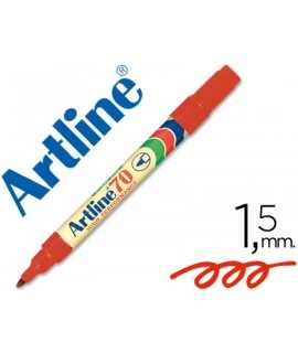 Rotulador artline marcador permanente ek-70 rojo punta redonda 1.5 mm papel metal y cristal