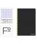 Cuaderno espiral liderpapel folio smart tapa blanda 80h 60gr cuadro 4mm con margen color negro