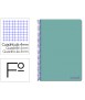 Cuaderno espiral liderpapel folio smart tapa blanda 80h 60gr cuadro 4mm con margen color turquesa