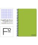 Cuaderno espiral liderpapel folio smart tapa blanda 80h 60gr cuadro 4mm con margen color verde