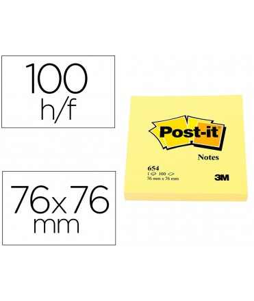 Bloc de notas adhesivas quita y pon post-it 76x76 mm con 100hojas