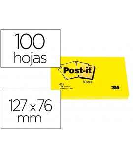 Bloc de notas adhesivas quita y pon post-it 76x127 mm con 100 hojas 655