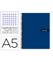 Cuaderno espiral liderpapel a5 micro crafty tapa forrada 120h 90 gr cuadro 5mm 5 bandas6 taladros color azul