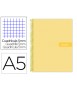 Cuaderno espiral liderpapel a5 micro crafty tapa forrada 120h 90 gr cuadro 5mm 5 bandas6 taladros color amarillo