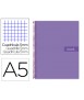 Cuaderno espiral liderpapel a5 micro crafty tapa forrada 120h 90 gr cuadro 5mm 5 bandas6 taladros color violeta