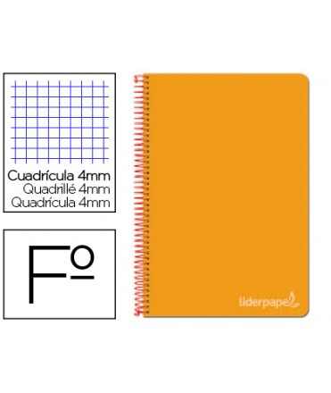 Cuaderno espiral liderpapel folio witty tapa dura 80h 75gr cuadro 4mm con margen color naranja