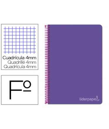 Cuaderno espiral liderpapel folio witty tapa dura 80h 75gr cuadro 4mm con margen color violeta