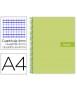 Cuaderno espiral liderpapel a4 crafty tapa forrada 80h 90 gr cuadro 4mm con margen color verde