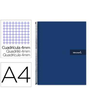 Cuaderno espiral liderpapel a4 crafty tapa forrada 80h 90 gr cuadro 4mm con margen color azul marino