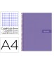 Cuaderno espiral liderpapel a4 crafty tapa forrada 80h 90 gr cuadro 4mm con margen color violeta