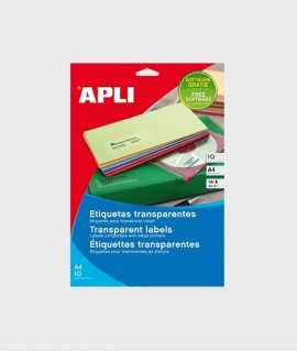 Etiquetes transparents Apli per a impressora Inkjet, A4. 10 u.