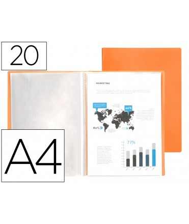 Carpeta liderpapel escaparate 20 fundas polipropileno din a4 naranja fluor opaco