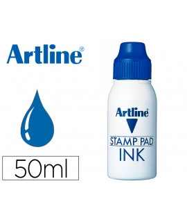 Tinta tampon artline azul bote 50 cc