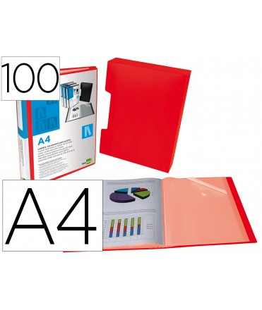 Carpeta liderpapel personaliza 100 fundas polipropilenodin a4 rojo translucido con cajetin