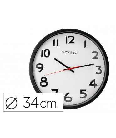 Reloj q-connect de pared plastico oficina redondo 34 cm marco negro