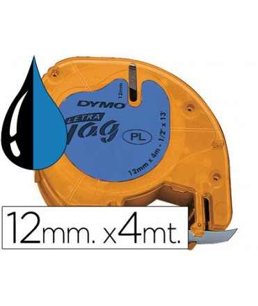 Cinta dymo 12mmx4mt -negro/azul para maquina letratag