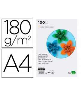 Cartulina liderpapel a4 180g/m2 crema paquete de 100 hojas