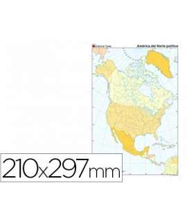 Mapa mudo color din a4 america del norte politico