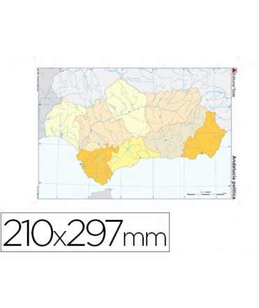 Mapa mudo color din a4 andalucia politico