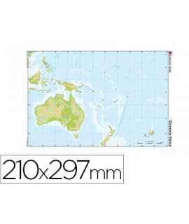 Mapa mudo color din a4 oceania fisico