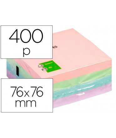 Bloc de notas adhesivas quita y pon q-connect 76x76 mm pastel con 400 hojas