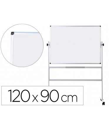 Pizarra blanca q-connect doble cara melamina marco de aluminio 120x90 cm giratoria