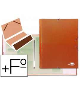 Carpeta clasificadora liderpapel 12 departamentos folio prolongado carton forrado naranja