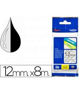 Cinta brother tze131 transparente-negro 12mm longitud 8 mt