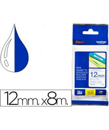 Cinta brother tze233 blanco-azul 12mm longitud 8 mt