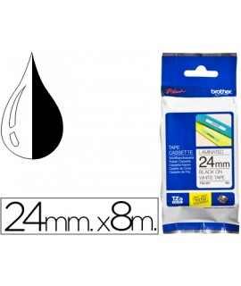 Cinta brother tze-251 blanco-negro 24mm longitud 8 mt