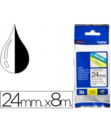 Cinta brother tze-251 blanco-negro 24mm longitud 8 mt