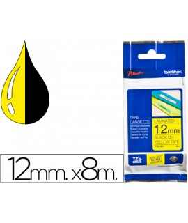 Cinta brother tze631 amarillo-negro 12mm longitud 8 mt