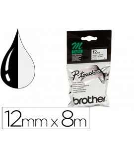 Cinta brother mk-231 blanco-negro 12mm longitud 8 mt