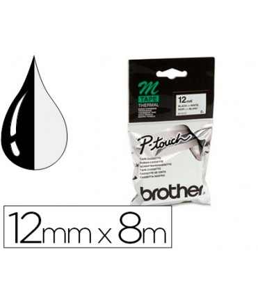 Cinta brother mk-231 blanco-negro 12mm longitud 8 mt