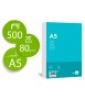 Papel liderpapel a5 80g/m2 liso paquete de 500 hojas