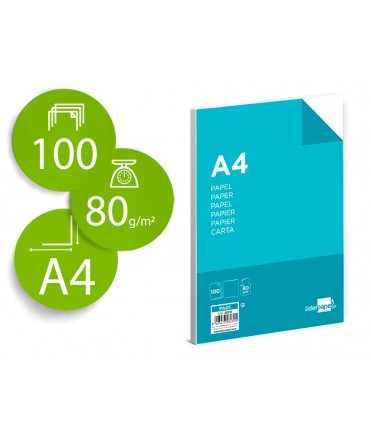 Papel liderpapel a4 80g/m2 liso paquete de 100 hojas