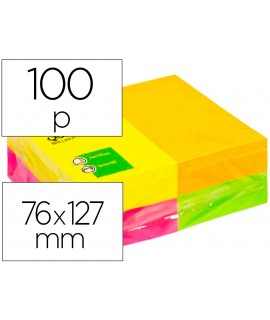 Bloc de notas adhesivas quita y pon q-connect 127x76 mm fsc 100 hojas fluorescentes pack de 12 -surtidas en 4 colores