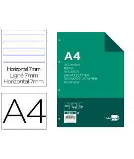 Recambio liderpapel a4 100 hojas 100g/m2 horizontal con doble margen 4 taladros