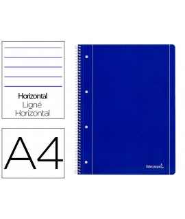 Cuaderno espiral liderpapel a4 micro serie azul tapa blanda 80h 75 gr horizontal con margen 4 taladros azul